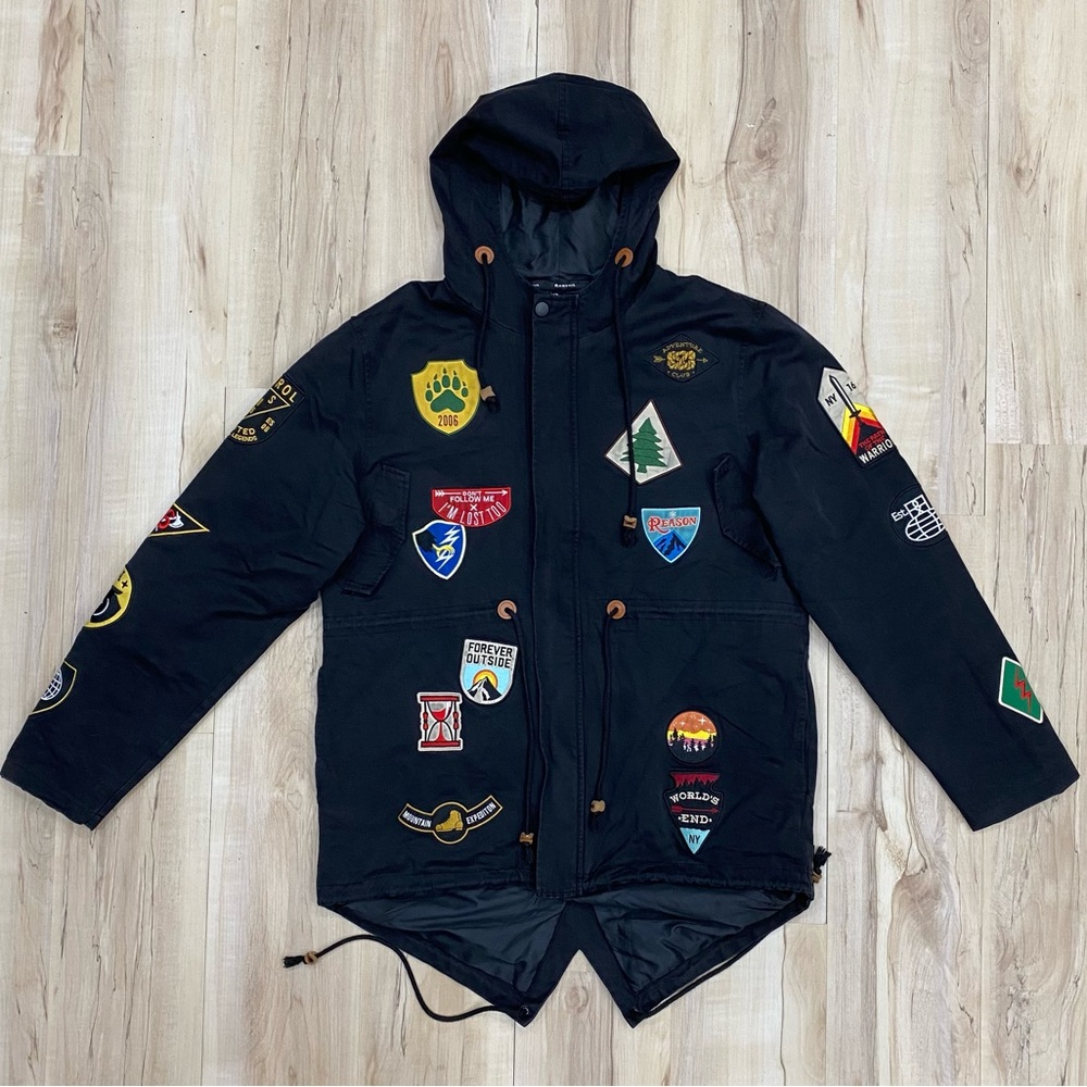REASON Multi Patch Hooded Zip Jacket 2XL